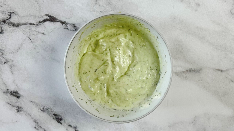 Avocado ranch sauce in bowl