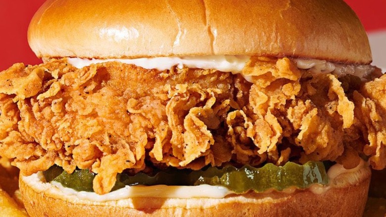 fried chicken sandwich with pickles