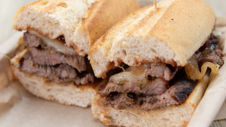 tri-tip sandwich on french roll