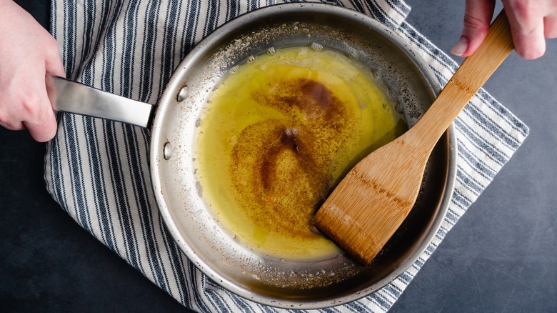 Butter browning in pan