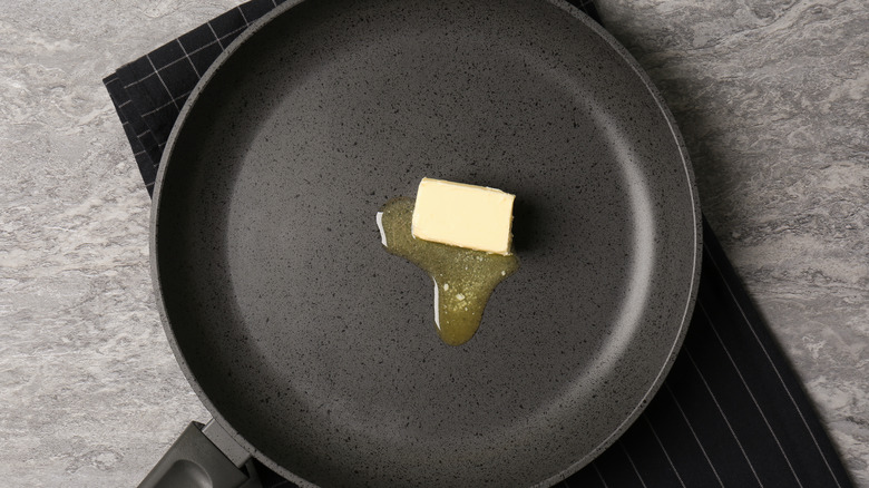 butter melting in pan