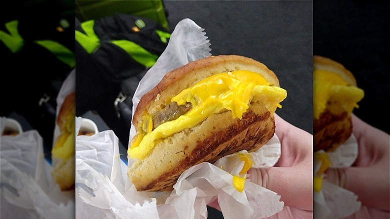 Breakfast sandwich with wrapper