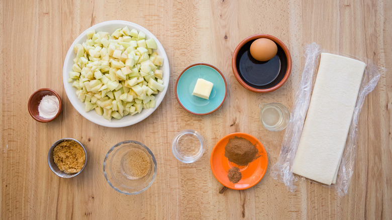 Starbucks baked apple croissant ingredients on table