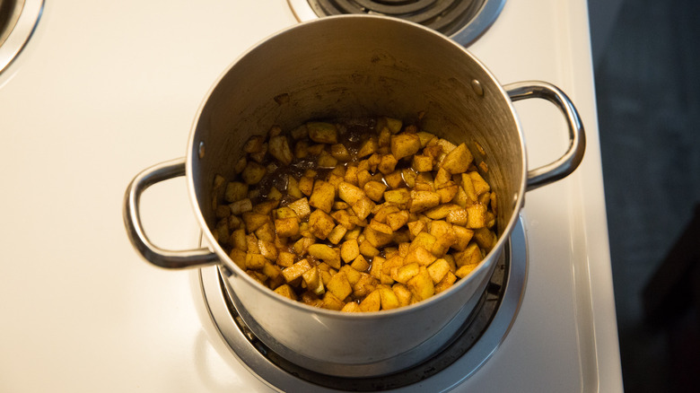 apple mixture cooking in pot