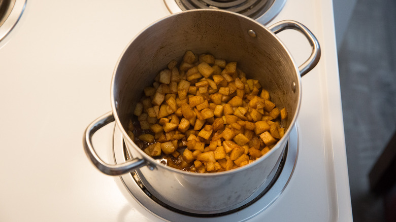 apple mixture cooking in pot