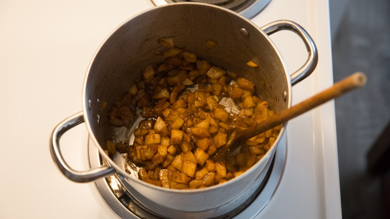 apple mixture cooking in pot