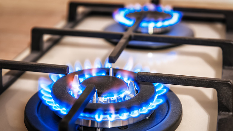 Gas stove burning