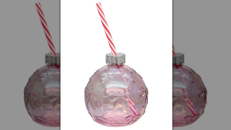 Ornament shaped drinking glass with straw