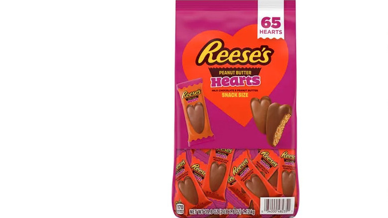 Reese's Peanut Butter Hearts with a white background