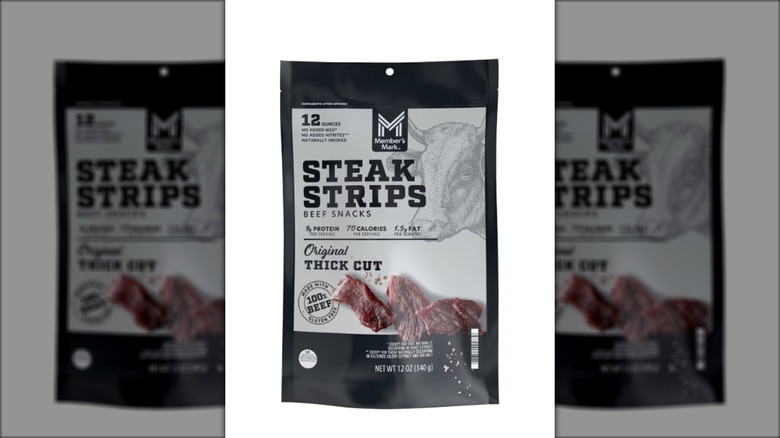 bag of steak strip beef jerky snacks