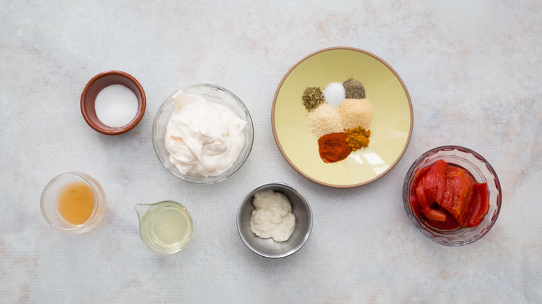 Copycat Bo's sauce ingredients on table