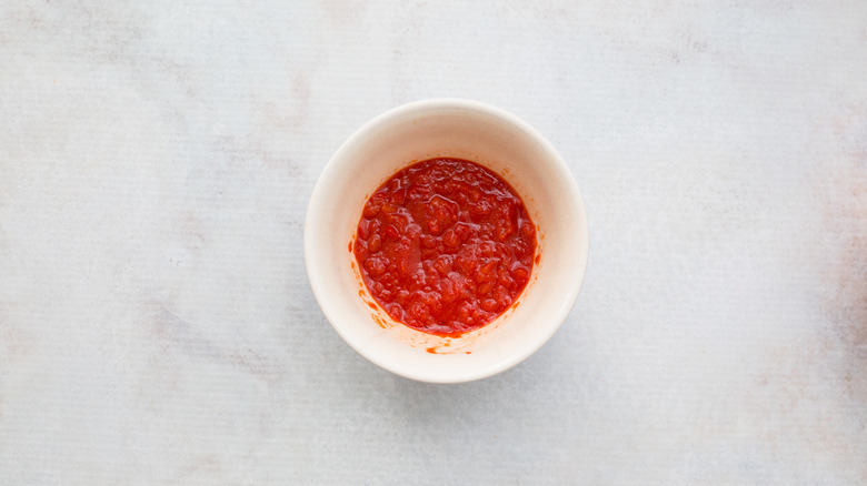 pureed red pepper in bowl