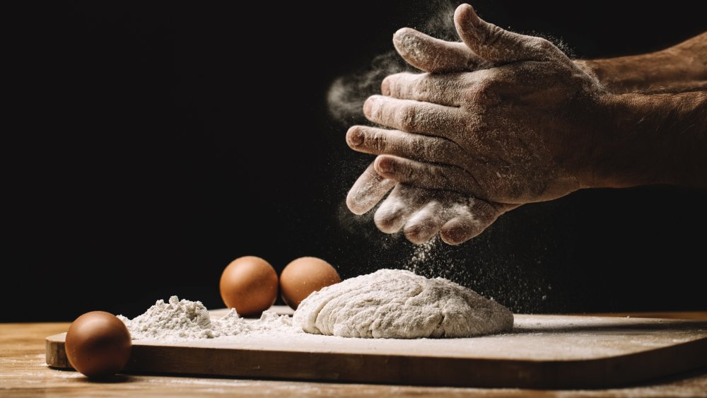 Chef making pasta dough