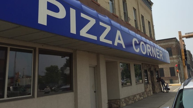 awning at Pizza Corner facing street in Valley City, North Dakota