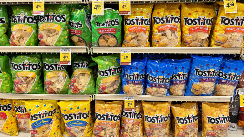 assorment of tostitos chips at grocery store