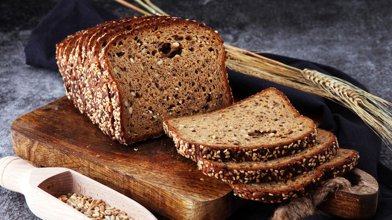 Wheat bread on a wooden board