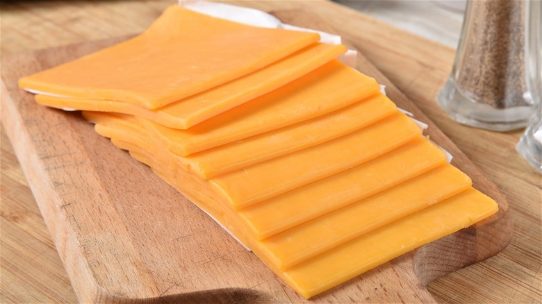 Slices of orange cheese