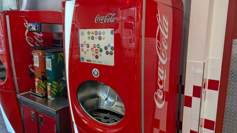 Coca Cola Freestyle custom beverage machine in a Five Guys restaurant