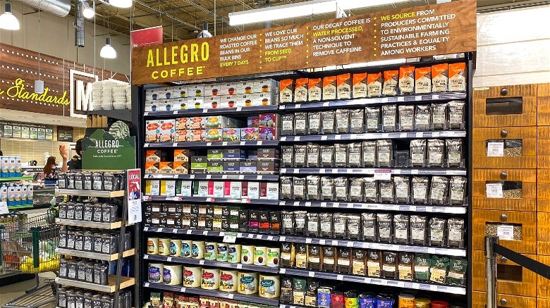 Coffee aisle at Whole Foods Market