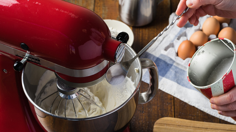 Person using a standing mixer