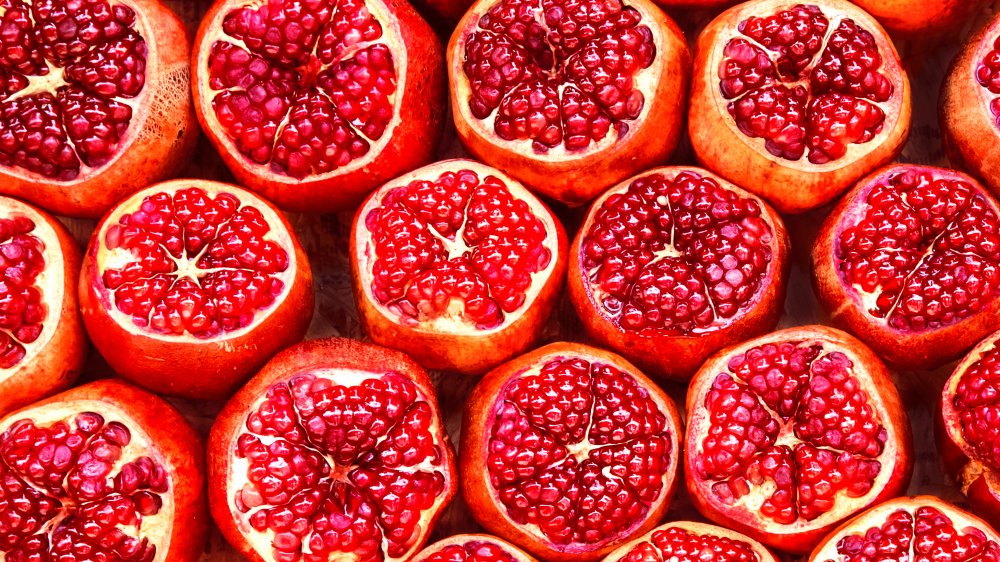 Pomegranates with tops cut off