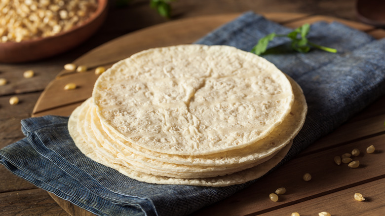 stack of fresh corn tortillas