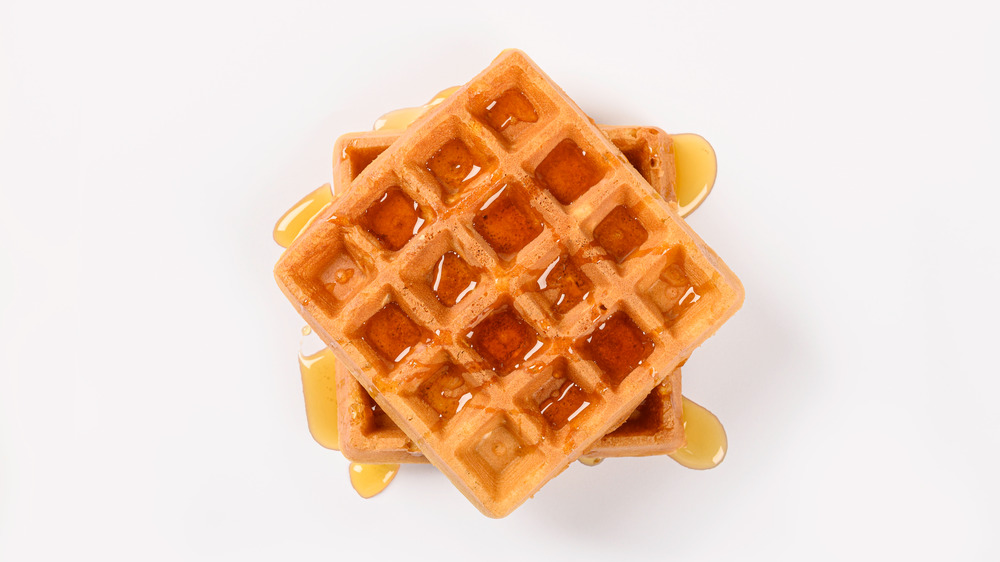 Belgian waffles with honey