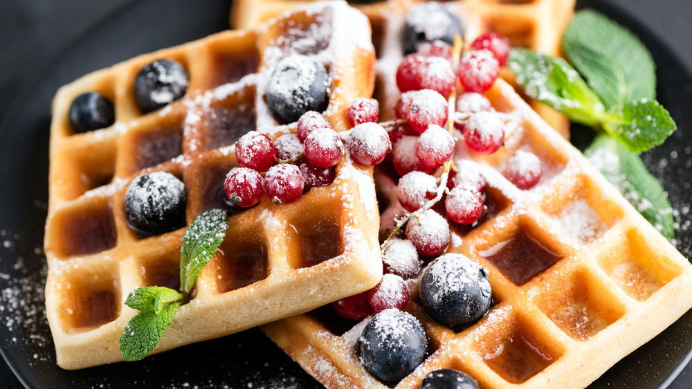 Belgian waffles with fruit