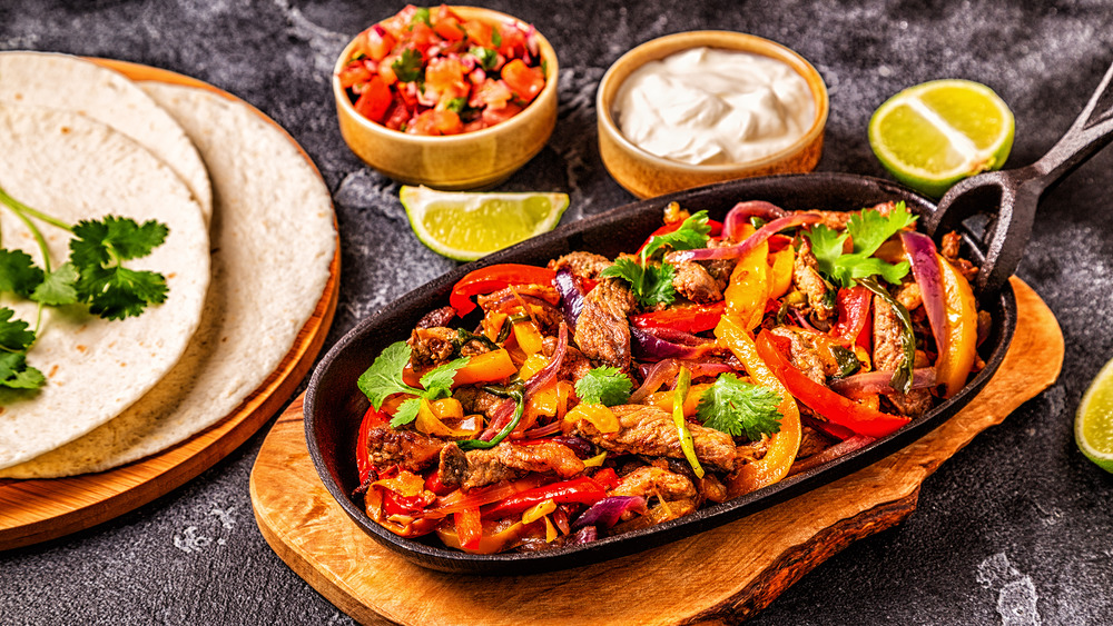 Fajitas with peppers and meat