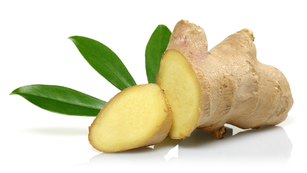 Artfully arranged sliced ginger root 