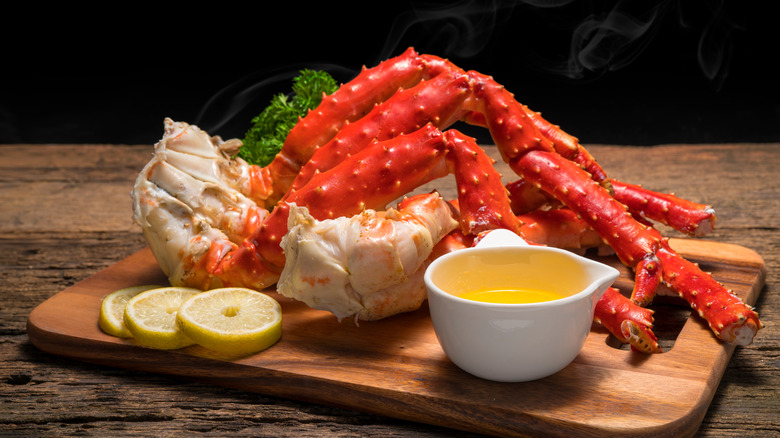 Alaskan King Crab Legs with butter and lemon