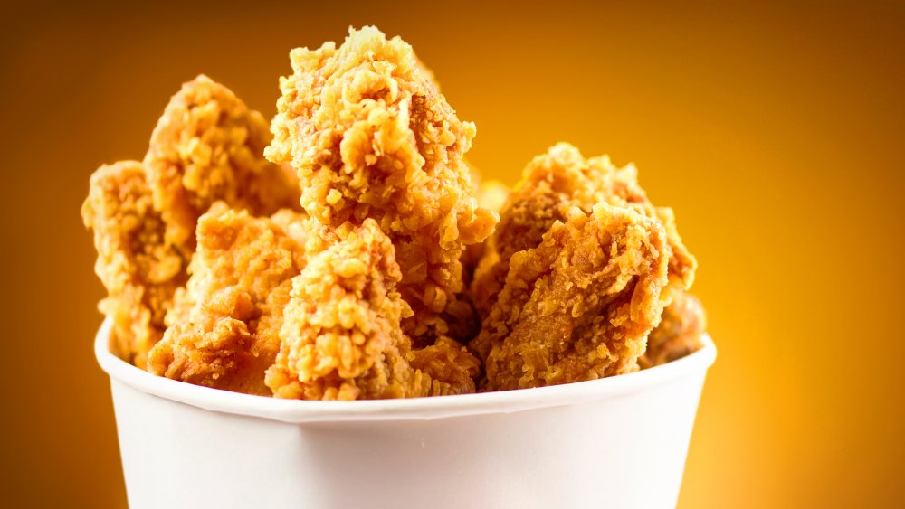 a bucket of fried chicken