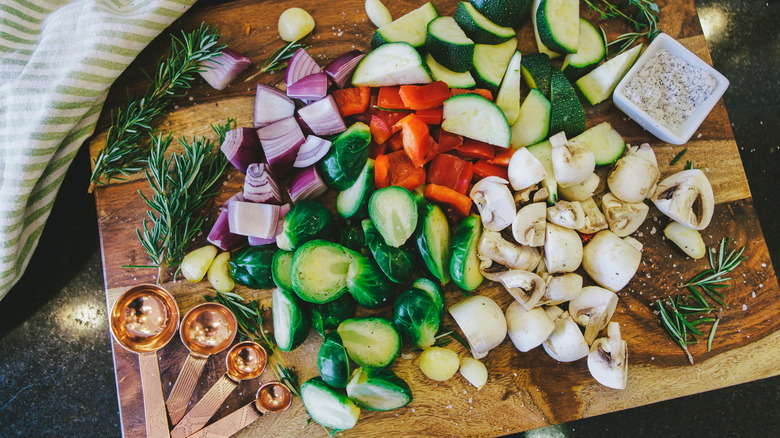 vegetables on a cutting board