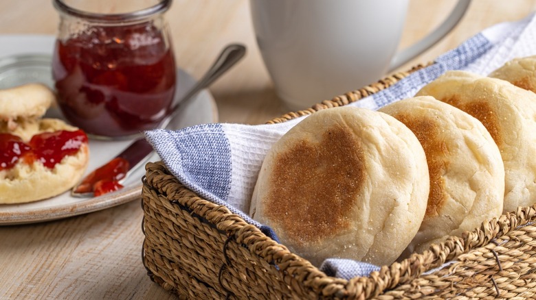 English muffins in a basket