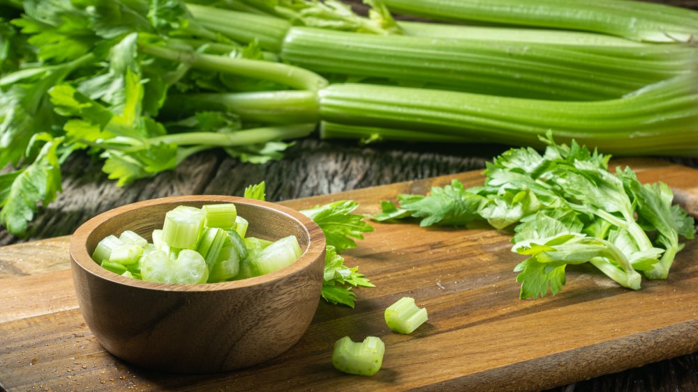 Celery on a cutting board 