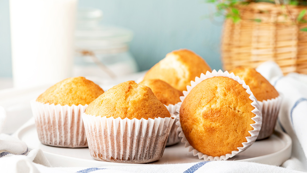 Homemade muffins on countertop