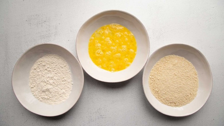 flour eggs and breadcrumbs